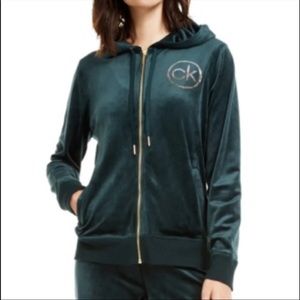Calvin Klein Green Velour Sweatshirt Size XS